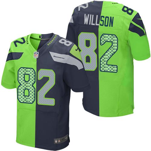 Nike Seahawks #82 Luke Willson Steel Blue/Green Men's Stitched NFL Elite Split Jersey